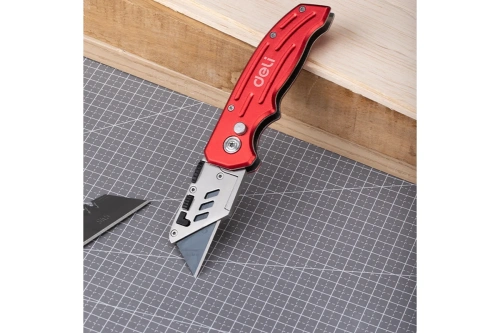 Нож строительный складной Deli RS EDL040 трапеция, 19T фото 13