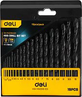 Набор сверл Deli YS EDH-MHZ019-ED1 по металлу, 1-10 мм, 19 шт.