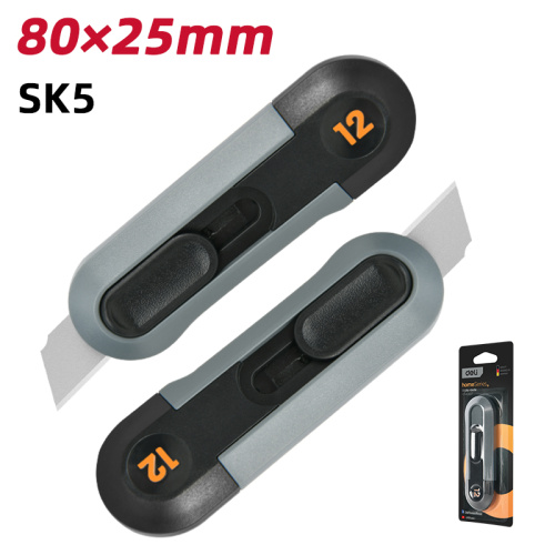 Нож строительный Deli HS EHT4007 80x25 мм, Soft Touch, черный фото 2