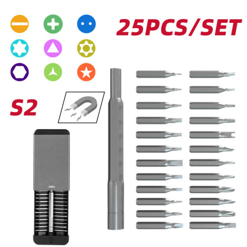 Отвертка Deli YS EDL3525, с набором прецизионных бит, 25 шт фото 2