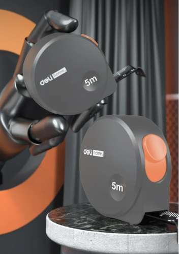 Рулетка Deli HS HT8519C 5 м/ 19 мм, Soft Touch, оранжевый фото 3