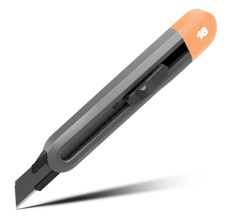 Нож строительный Deli HS HT4018C 18мм, Soft Touch, оранжевый