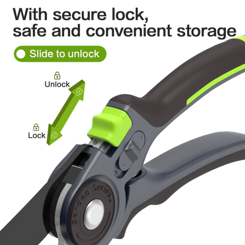 Секатор садовый Deli GS EDL-YL0005, 216 мм, SK5, контактный, черный фото 8