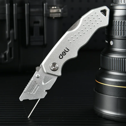 Нож строительный складной Deli YS EDL008Z, трапеция, 19 мм  фото 4