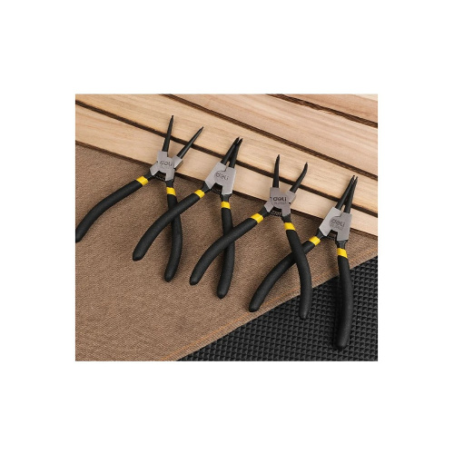 Съемники стопорных колец Deli YS EDL20521-4, 180 мм., набор 4 шт., желтый, черный фото 4