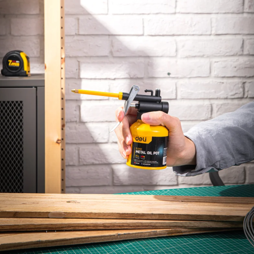 Масленка для смазки стальная Deli YS EDL2401, 180 мл, медный носик, желтая фото 2