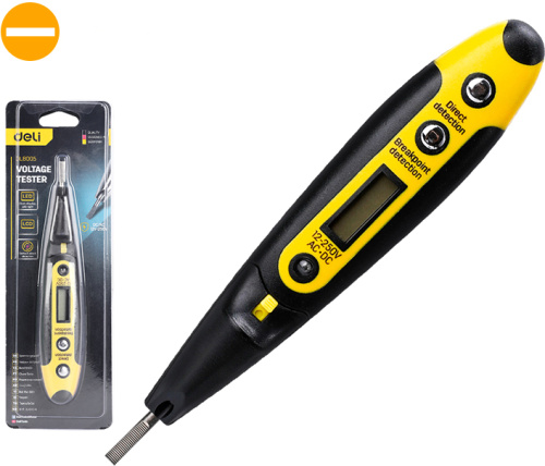 Индикаторная отвертка-тестер Deli YS EDL8005 12-250 В, цифровая фото 2