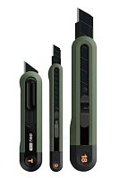 Набор ножей строительных Deli HS EHT4003L 3 шт (ножи 9мм/18мм/трапеция), Soft Touch, зеленый