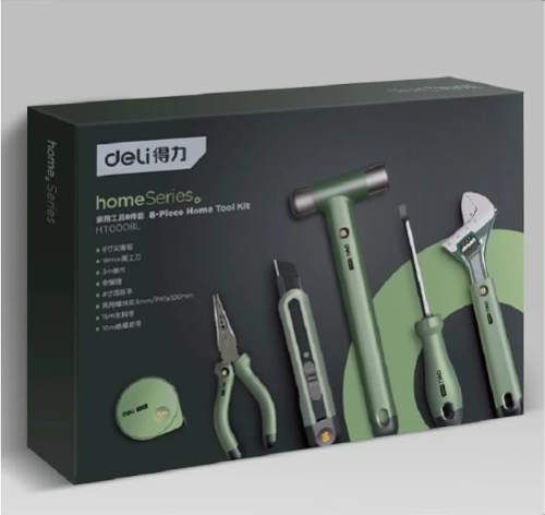 Набор ручного инструмента Deli HS EHT0008L 8 предметов, Soft Touch, зеленый фото 11