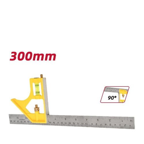 Линейка Deli EDL7300Y, с угольником и уровнем, металл, пластик, 30 см  фото 2