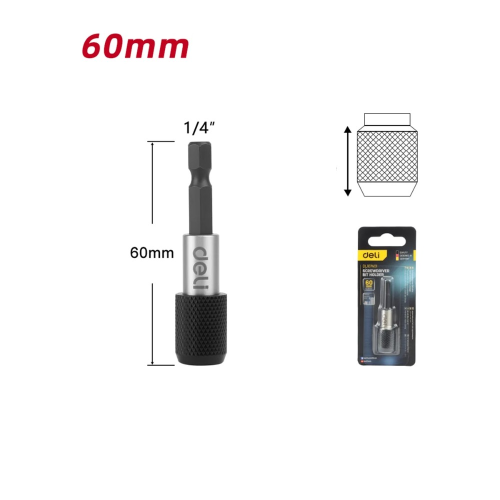 Держатель бит (насадок) Deli YS EDL107401, магнитный, набор 2 шт., 60 мм, 1/4", с фиксатором фото 9