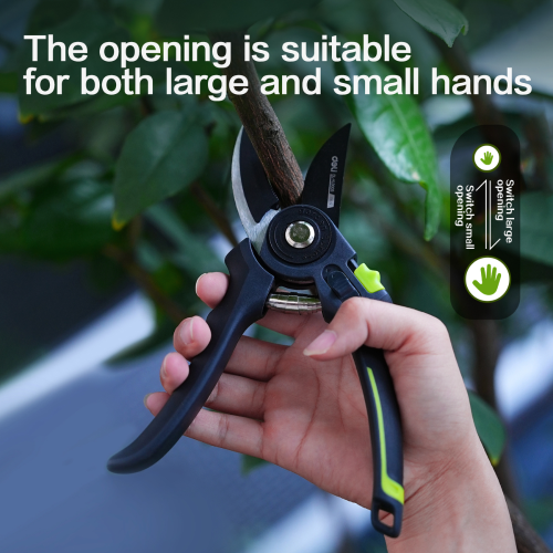 Секатор садовый Deli GS EDL-YL0005, 216 мм, SK5, контактный, черный фото 5