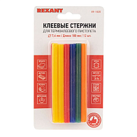 Стержни для клеевого пистолета REXANT 09-1020, 7.4x100 мм, 12 шт, разноцветные