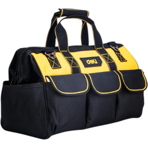 Сумка для инструментов Deli YS EDL430117, 400х200х270 мм, ткань Oxford, черный, желтый