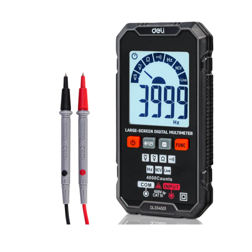 Мультиметр цифровой Deli RS EDL334501, 600В, универсальный Мультиметр цифровой Deli RS EDL334501, 600В, универсальный