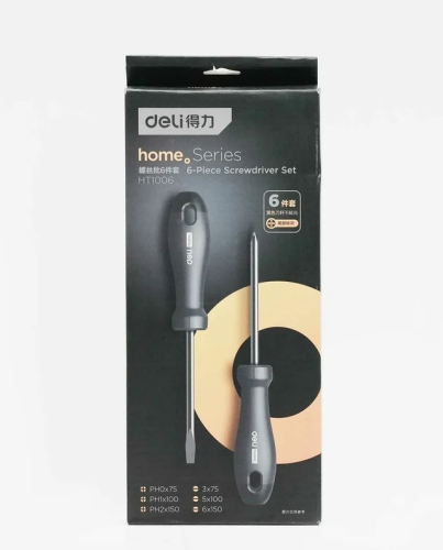 Набор отверток Deli HS EHT1006 6 шт, Soft Touch, черный фото 3
