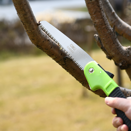 Ножовка по дереву Deli EDL580618, 180 мм, складная, зеленый, черный фото 3