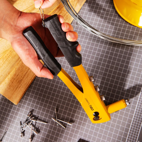 Заклепочник одноручный Deli YS EDL236910T, 270 см, 2.4-4.8 мм, заклепки в комплекте  фото 6