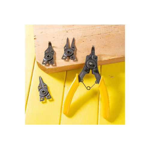 Съемники стопорных колец Deli YS EDL104506, 150 мм, 4-в-1, 4 насадки, желтый, черный фото 4