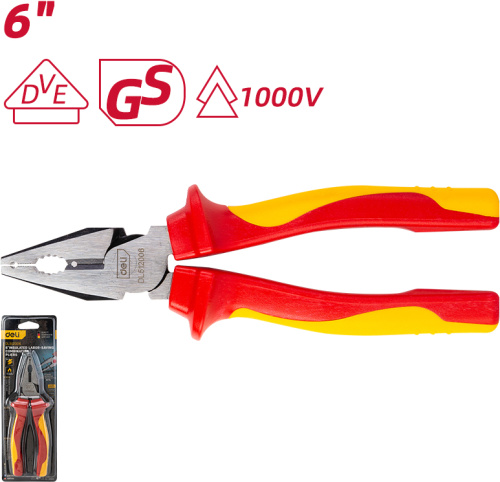 Плоскогубцы диэлектрические Deli YS EDL512006 160 мм фото 2