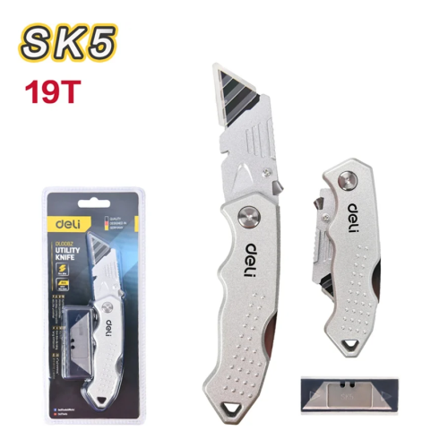 Нож строительный складной Deli YS EDL008Z, трапеция, 19 мм  фото 2