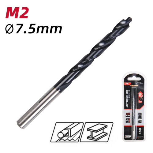 Сверло по металлу Deli RS EDH-MHZ075-E4, 7.5 мм, DIN 338, HSS-TiN фото 2