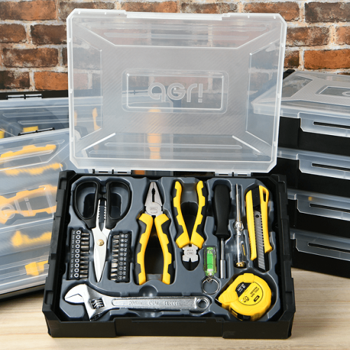 Набор инструментов "Deli", 4 предмета, кейс, желтый, черный фото 3