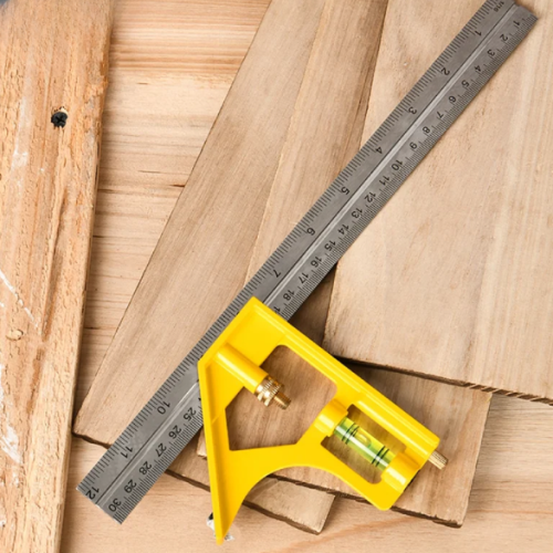 Линейка Deli EDL7300Y, с угольником и уровнем, металл, пластик, 30 см  фото 3