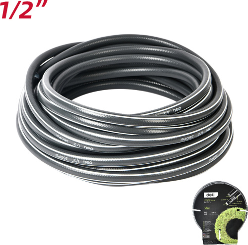 Шланг поливочный армированный четырёхслойный Deli GS EDL8072-15 1/2" ПВХ, 15 м, серый фото 2