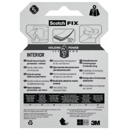 Клейкая лента монтажная для внутренних работ 3М "Scotch", 19x1,5 мм/м фото 2