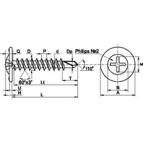 Саморез с прессшайбой, цинк, сверло фото 2