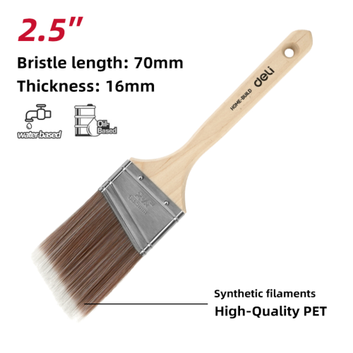 Кисть малярная Deli YS EDL509173, плоская, 2.5"-63 мм, угловой срез, искусственная щетина фото 2 Кисть малярная Deli YS EDL509173, плоская, 2.5"-63 мм, угловой срез, искусственная щетина фото 2