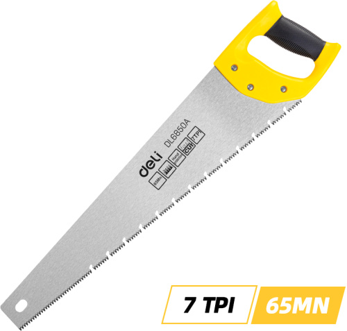 Ножовка Deli YS EDL6850A по дереву, 7 TPI, 500 мм фото 2