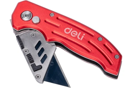 Нож строительный складной Deli RS EDL040 трапеция, 19T фото 4