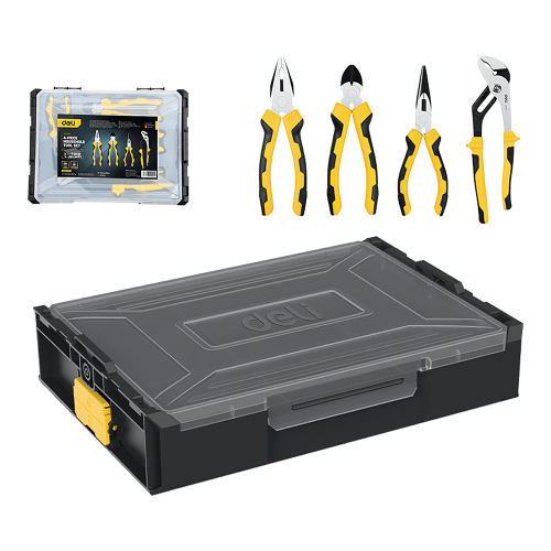 Набор инструментов "Deli", 4 предмета, кейс, желтый, черный фото 2