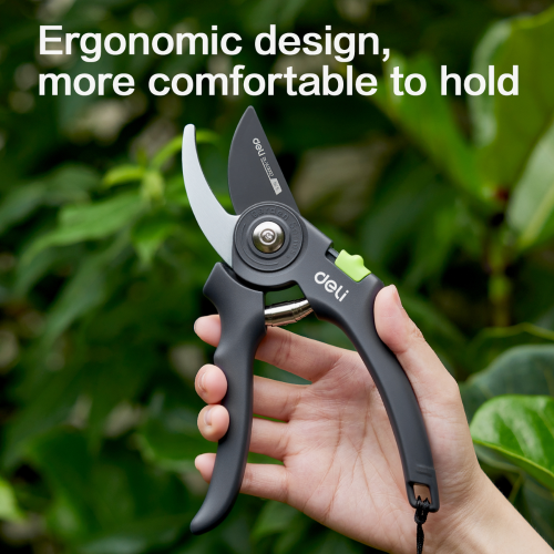 Секатор садовый Deli GS EDL-YL0003, 203 мм, SK5, черный фото 7