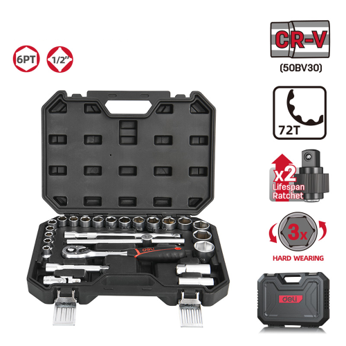 Набор инструмента 1/2" Deli RS EDQ43025, 25 шт. фото 7