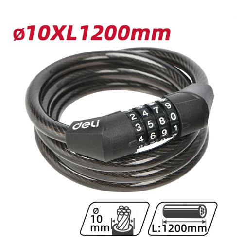 Замок тросовый велосипедный Deli YS EDL508051, 10 x 1200 мм, кодовый фото 2