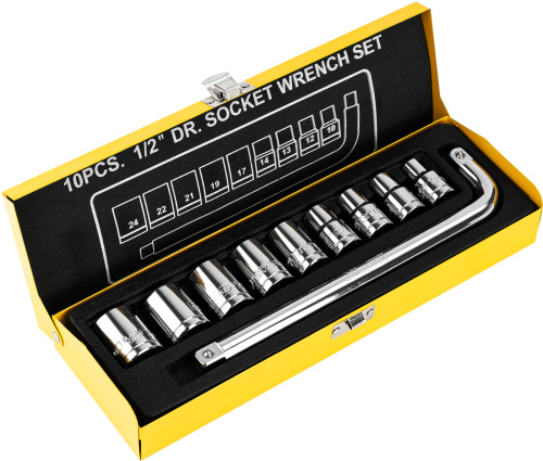 Набор головок торцевых Deli YS EDL2010T 10–24 мм, 1/2", 10 шт.