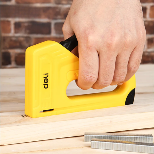 Пистолет скобозабивной Deli EDL238002, 25,5x15x3 см., желтый фото 2