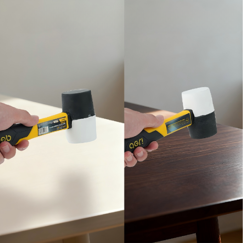 Киянка Deli YS EDL5808, резиновая, фибергласовая рукоятка, черная, белая фото 3