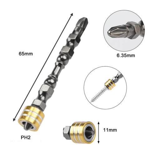 Бита Deli YS EDL255065, с ограничителем, 10 шт., PH2 x 65 мм, для ГКЛ фото 5