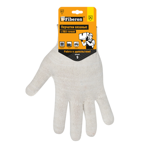 Перчатки трикотажные х/б с ПВХ покрытием Точка, 10 кл. вязки, белый, в и/у фото 2
