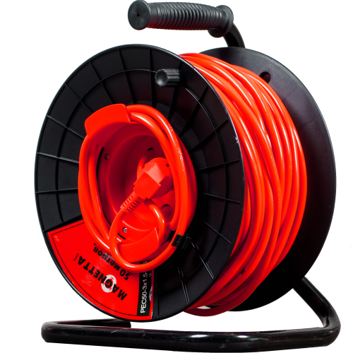 Удлинитель Magnetta PEC50-3X1.5-AG, 50 м, катушка (1 роз., 1,5 мм, 2,2 кВт, защита от перегрузки) Удлинитель Magnetta PEC50-3X1.5-AG, 50 м, катушка (1 роз., 1,5 мм, 2,2 кВт, защита от перегрузки)