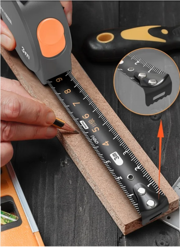 Рулетка Deli HS HT8316C 3м /16 мм, Soft Touch, оранжевый фото 4