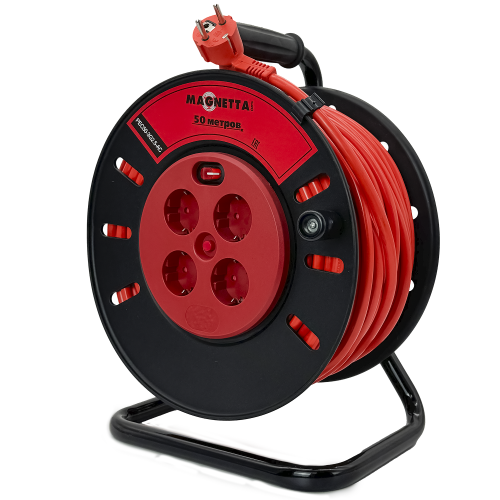 Удлинитель Magnetta PEC50-3G2.5-AC, 50 м, катушка (4 роз., 2,5 мм, 5,5 кВт, защита от перегрузки)