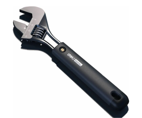 Ключ разводной Deli HS EHT1508 210 мм, раскрытие губок 0-28 мм, Soft Touch, черный фото 3