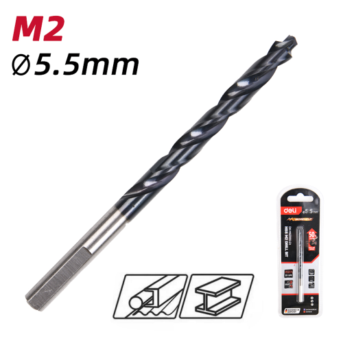 Сверло по металлу Deli RS EDH-MHZ055-E4, 5.5 мм, DIN 338, HSS-TiN фото 2