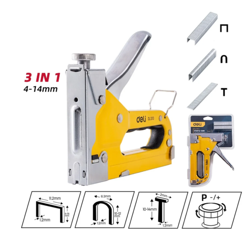 Степлер Deli YS EDL1313, механический, 3-в-1 + комплект скоб (П, U, T) фото 14