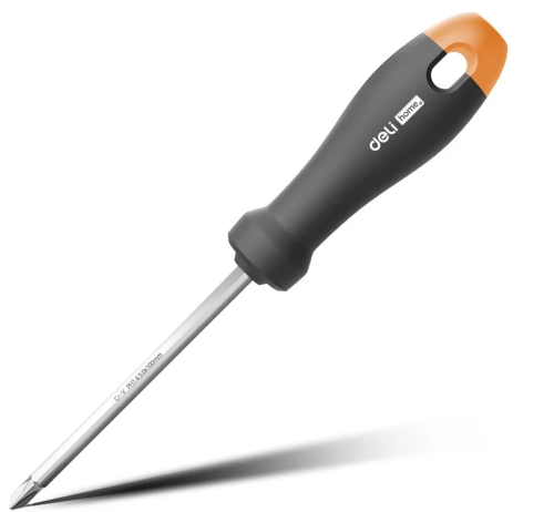 Отвертка двухсторонняя Deli HS HT1055C SL6, PH2x100 мм, Soft Touch, оранжевый